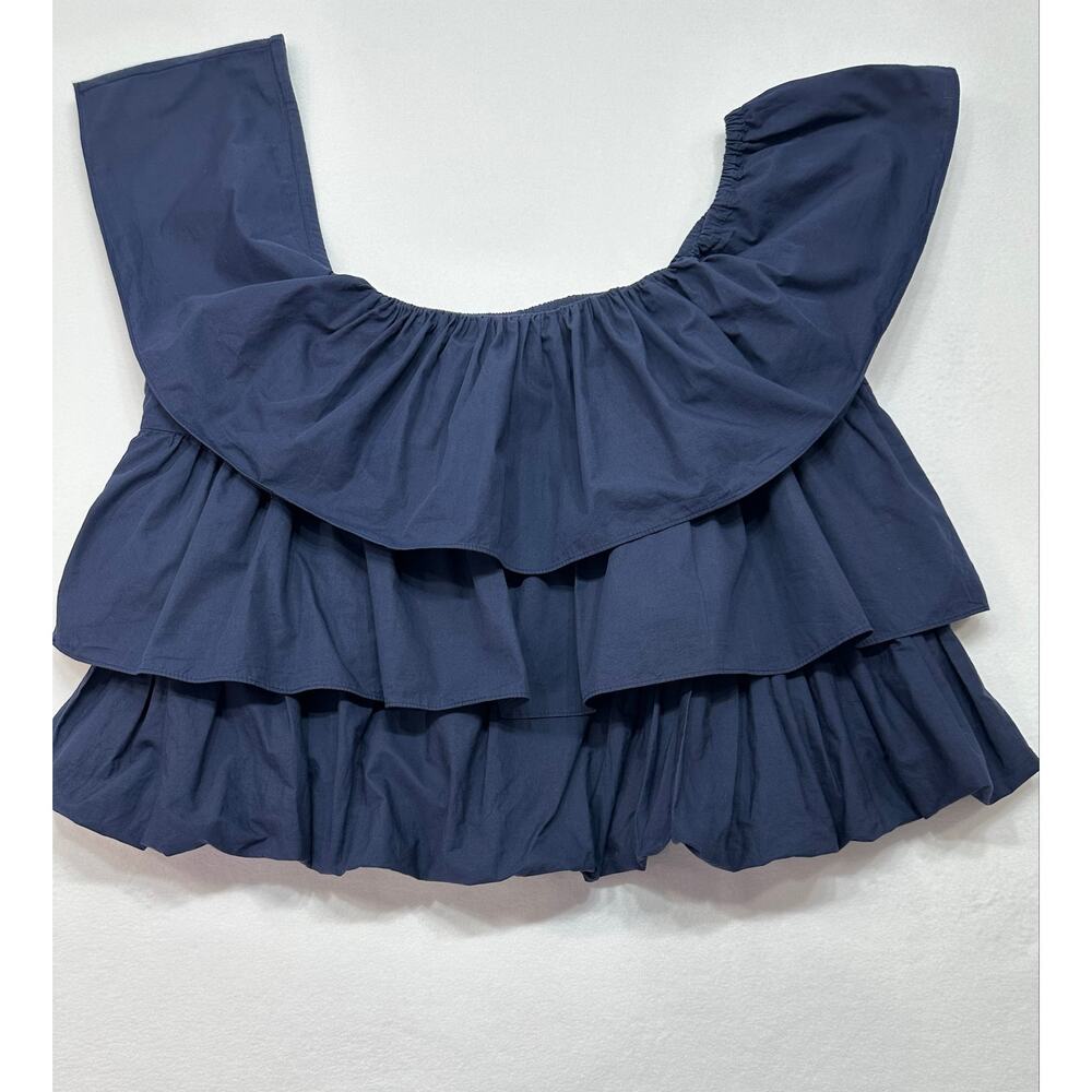 Maeve Anthropologie Navy Tiered Ruffle Off Shoulder Top Plus Size 1X - Picture 8 of 13